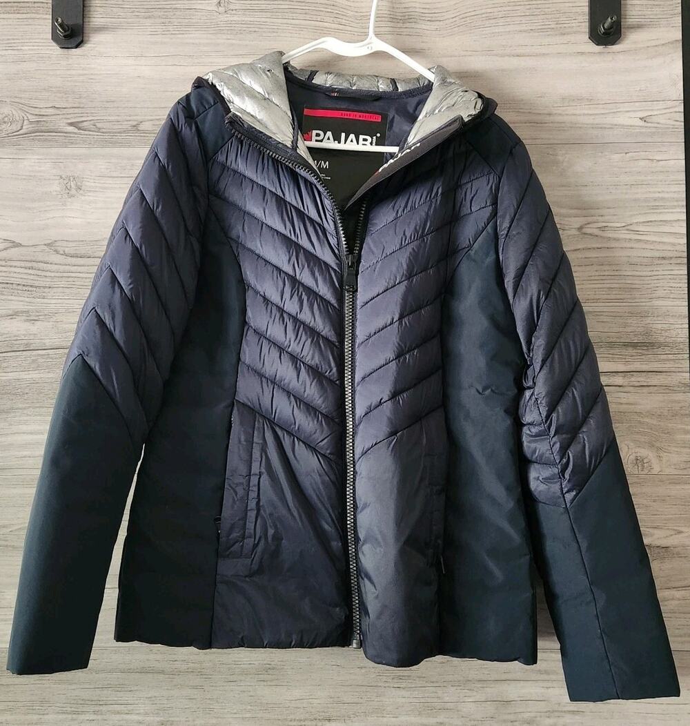 NEW PAJAR COLLETTE QUILTED PUFFER THINSULATE NAVY HOOD JACKET SIZE MEDIUM